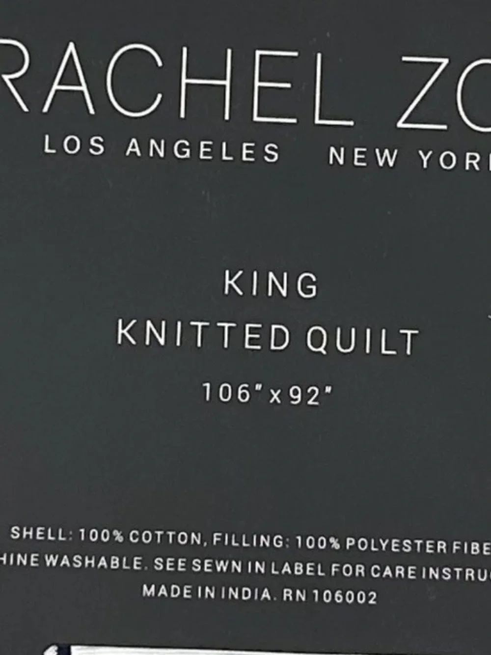 Rachel Zoe Blue and White Striped Cotton Knitted King Quilt 106”x92”